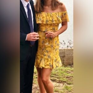 NICHOLAS Yellow Floral Silk Mini Dress